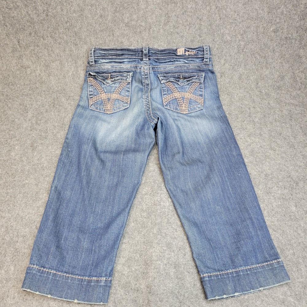 Kut From The Kloth Capri Jeans Womens 6 Blue Thick Stitch Y2K Boho Streetwear - Picture 3 of 12
